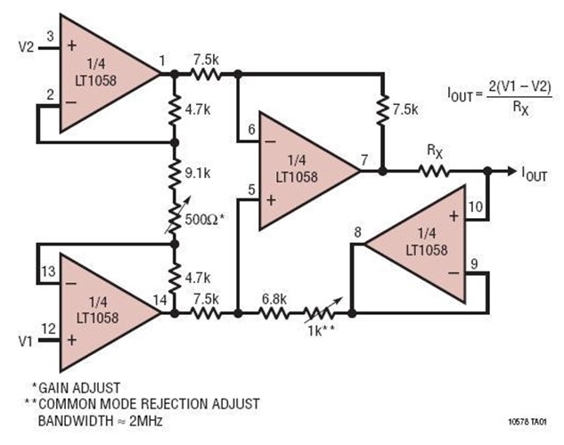 Current Output, High Speed, High Input Impedance Instrumentation Amplifi er