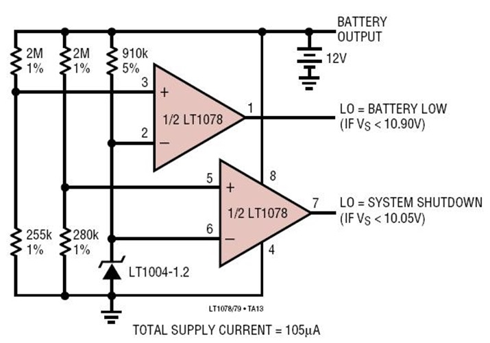 Lead-Acid Low-Battery Detector with System Shutdown