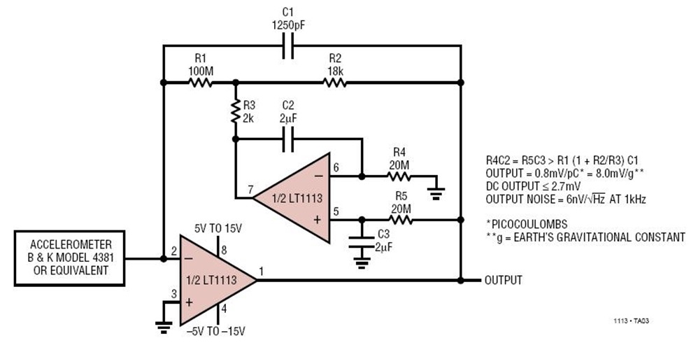 Accelerometer Amplifier with DC Servo