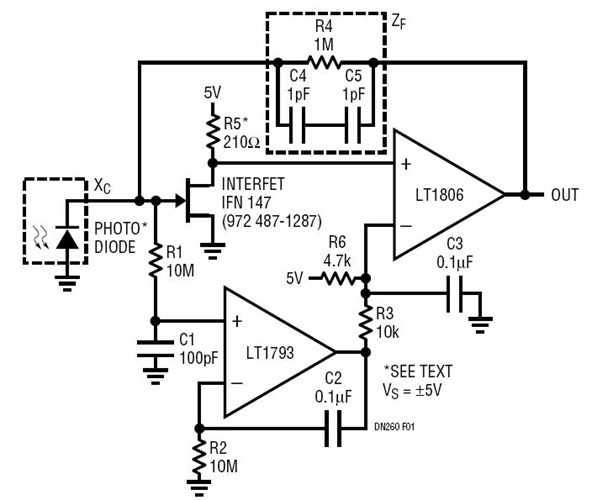 Ultralow Noise, 2.4GHz Gain Bandwidth Large-Area Photodiode Amplifier
