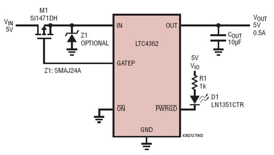 5V System Protected from ±24V Power Supplies and Overcurrent