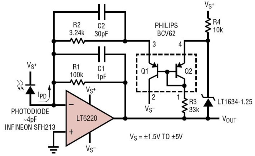 Stepped Gain Photodiode Amplifier