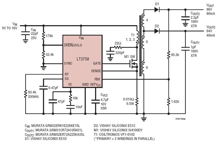 VFD (Vacuum Fluorescent Display) Flyback Power Supply