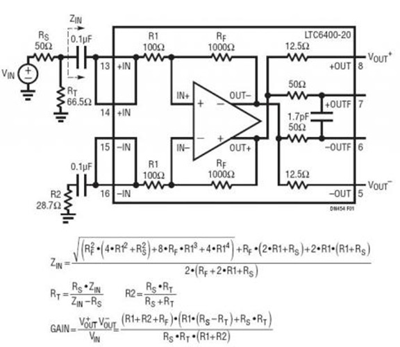 Impedance Matching for a Differential Amplifier with Fixed Gain Integrated Resistors