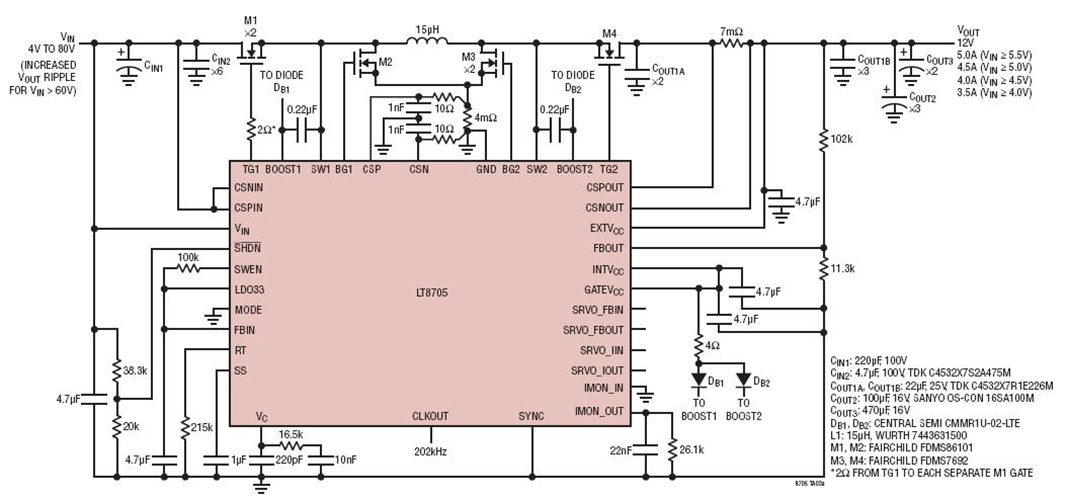 12V Output Converter Accepts 4V to 80V Input (5.5V Minimum to Start)