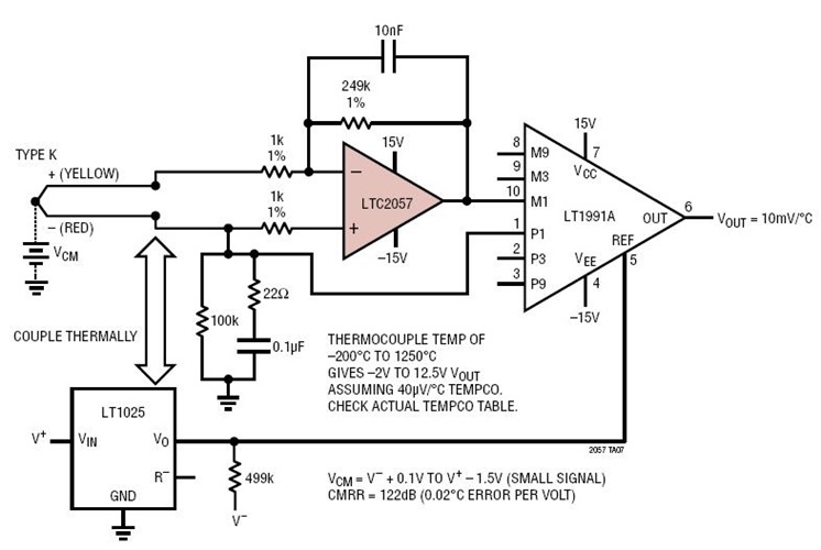 LTC2057 Differential Thermocouple Amplifier