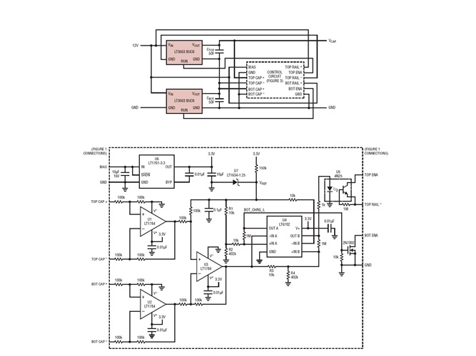 Dual Super Cap Charging Circuit from 12V with Balance Voltage Charging Control Circuit 
