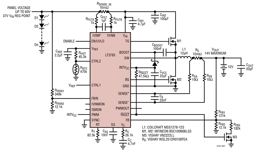 70W, Solar Energy Harvester Compatible with Maximum Power Point Regulation