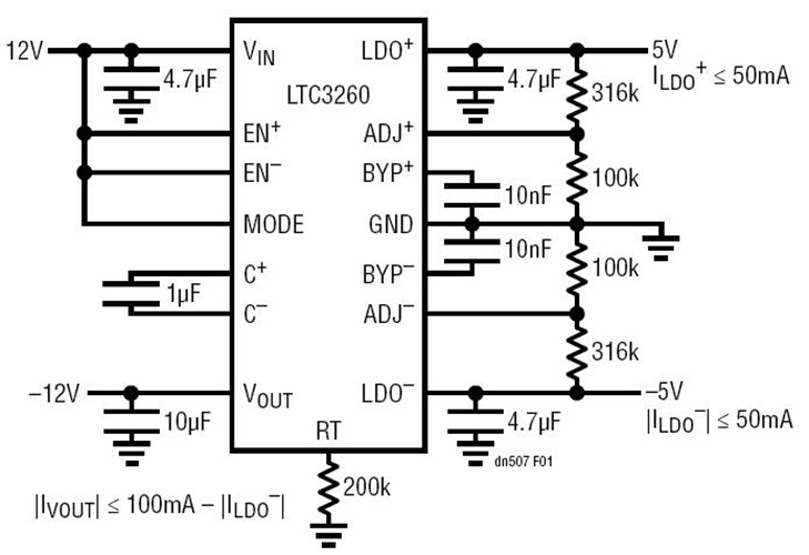 Charge Pump 12V to ±5V Supply