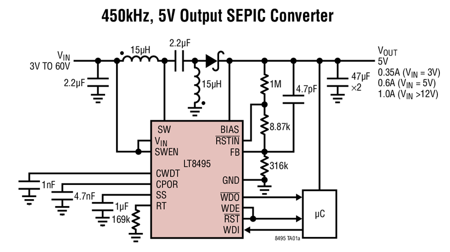 450kHz, 5V Output SEPIC Converter