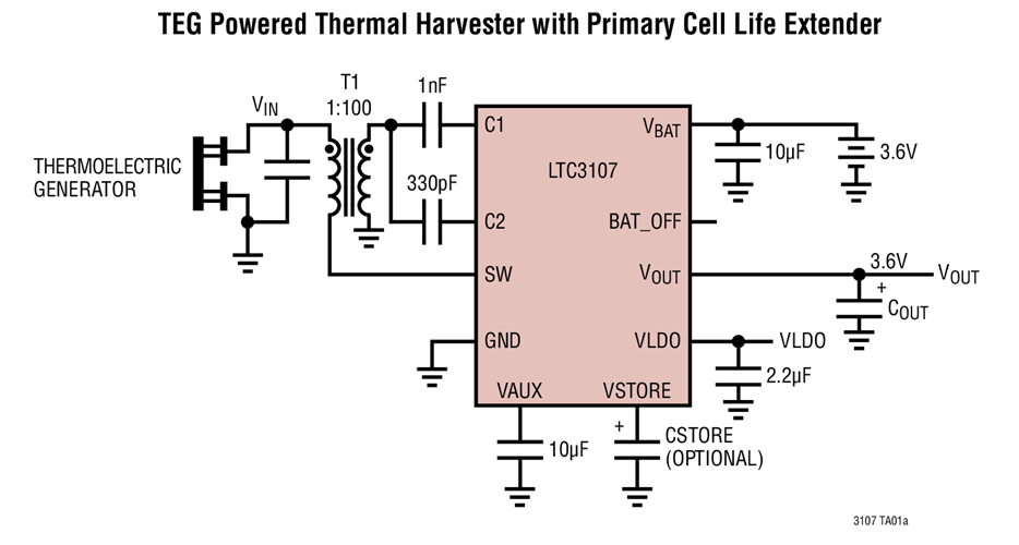 TEG Powered Thermal Harvester with Primary Cell Life Extender