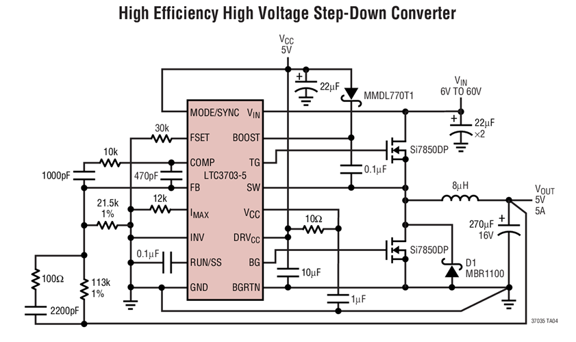 High Efficiency High Voltage Step-Down Converter