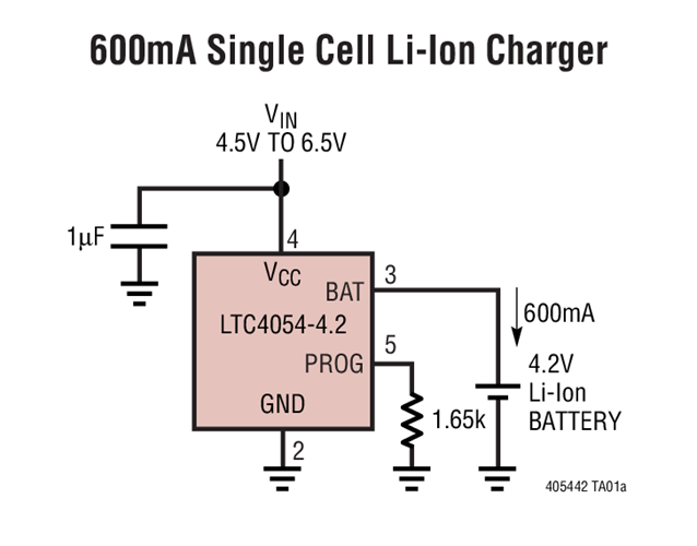 600mA Single Cell Li-Ion Charger