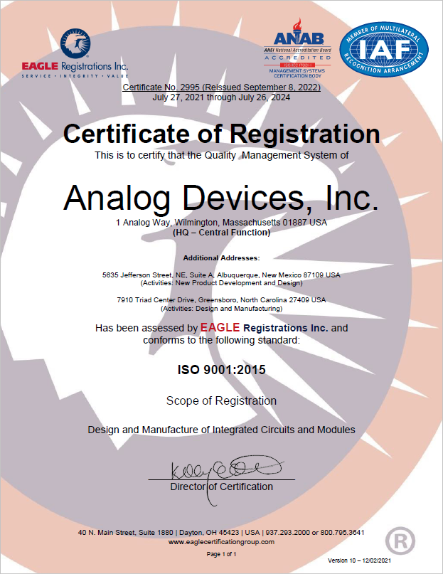 Analog Devices, Wilmington, MA, (Includes Chelmsford, MA; Norwood, MA
