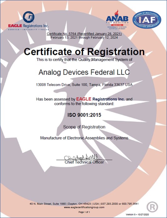 Analog Devices Federal LLC Tampa FL Analog Devices