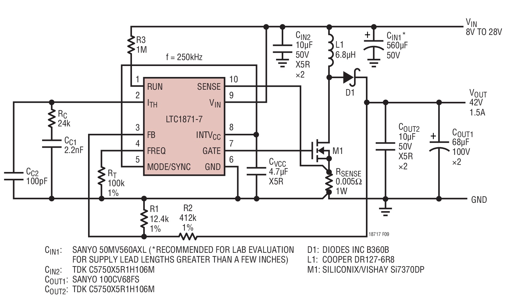 LTC18717 A High Efficiency 42V, 1.5A Automotive Boost Converter