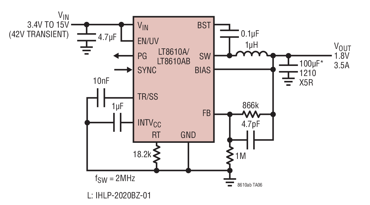 lt8610a 1.8v 2mhz step-down converter