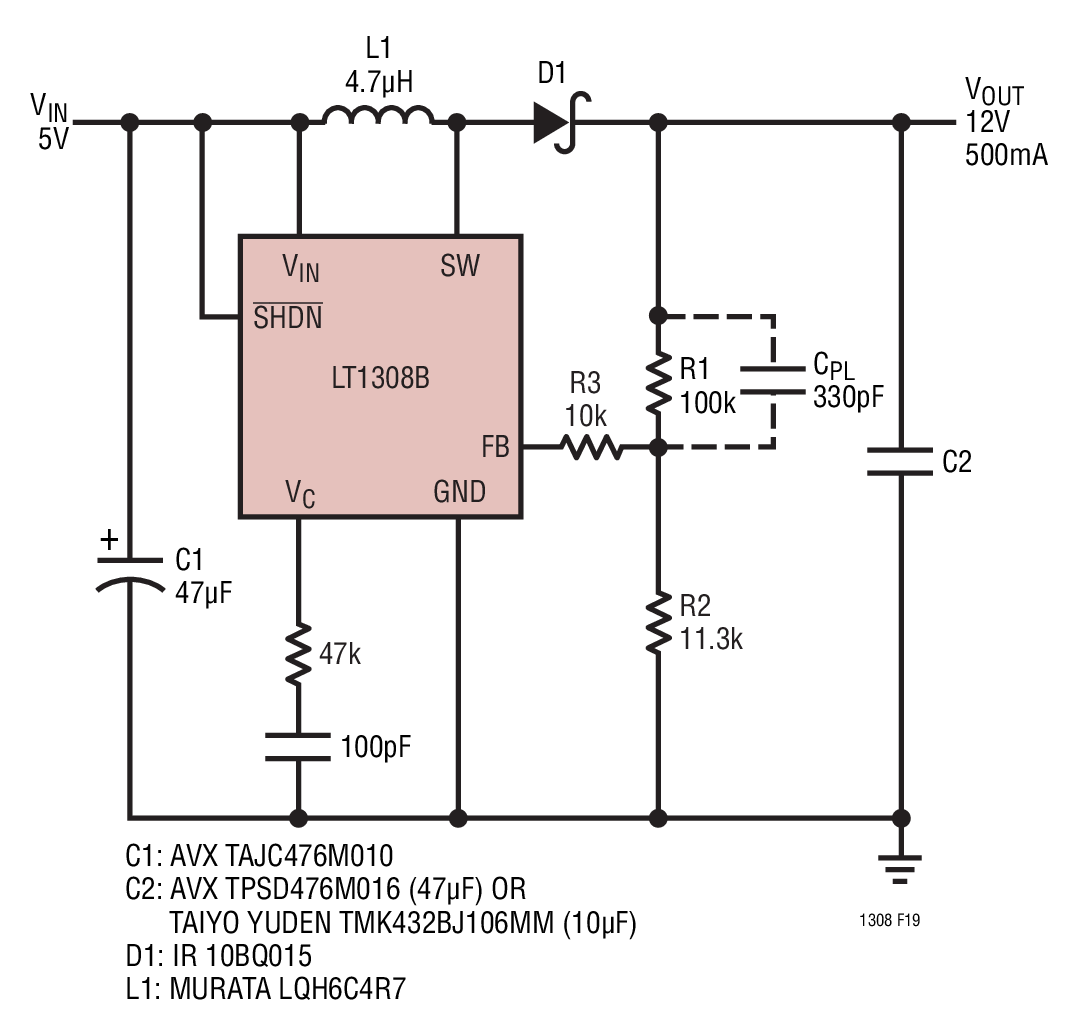 12v to 5v transistor 12V LT1308A Collection Converter Circuit 5V Boost to