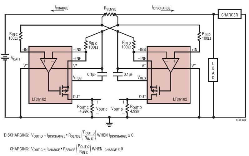 Bidirectional Current Sense Circuit with Separate Charge/Discharge