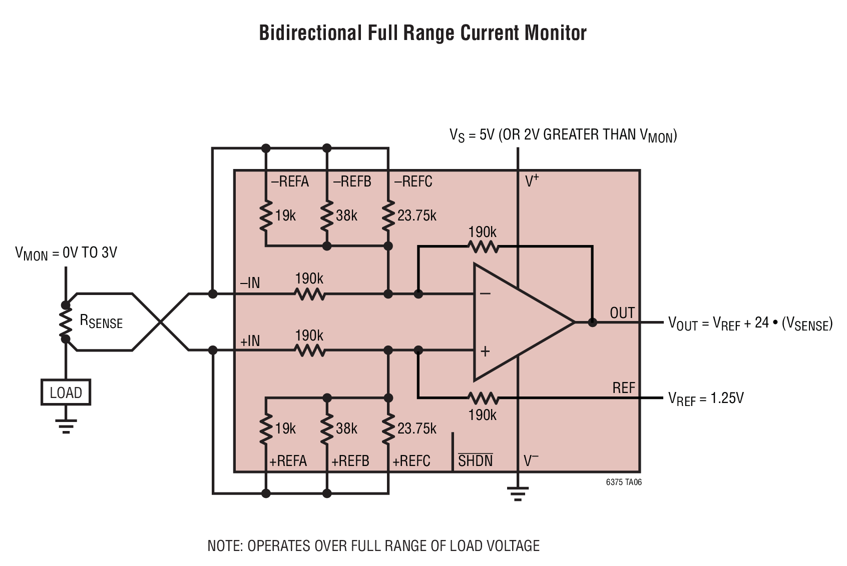 LT6375 Bidirectional Full Range Current Monitor Circuit Collection