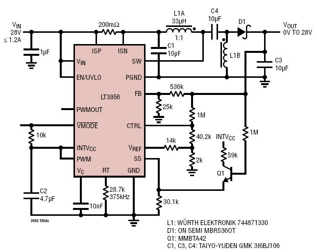 28V Input to 0V to 28V Output SEPIC SuperCap Charger with Input Current Limit Circuit Collection