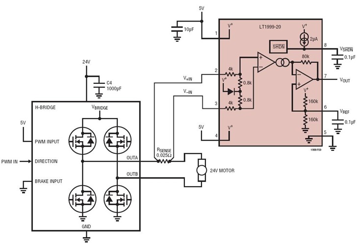 Armature Current Monitor for DC Motor Applications Circuit Collection