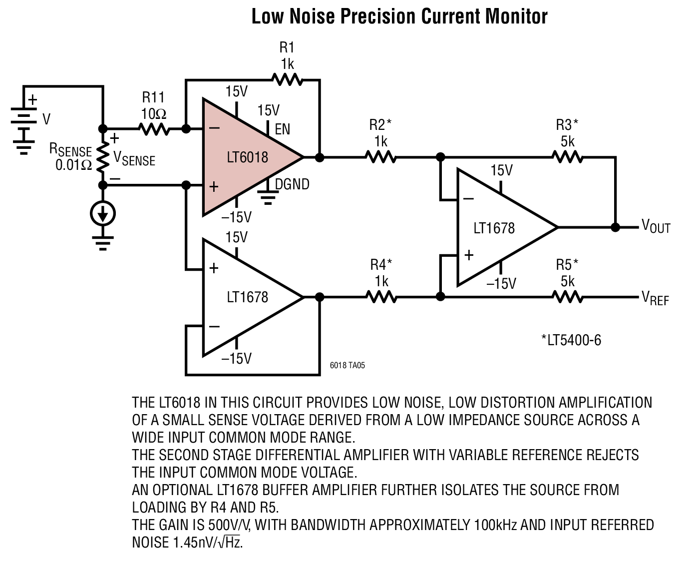 LT6018 Low Noise Precision Current Monitor Circuit Collection Analog