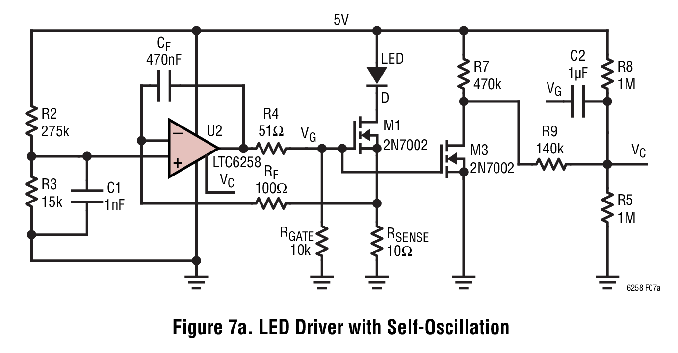LTC6258 LED Driver with SelfOscillation Circuit Collection Analog