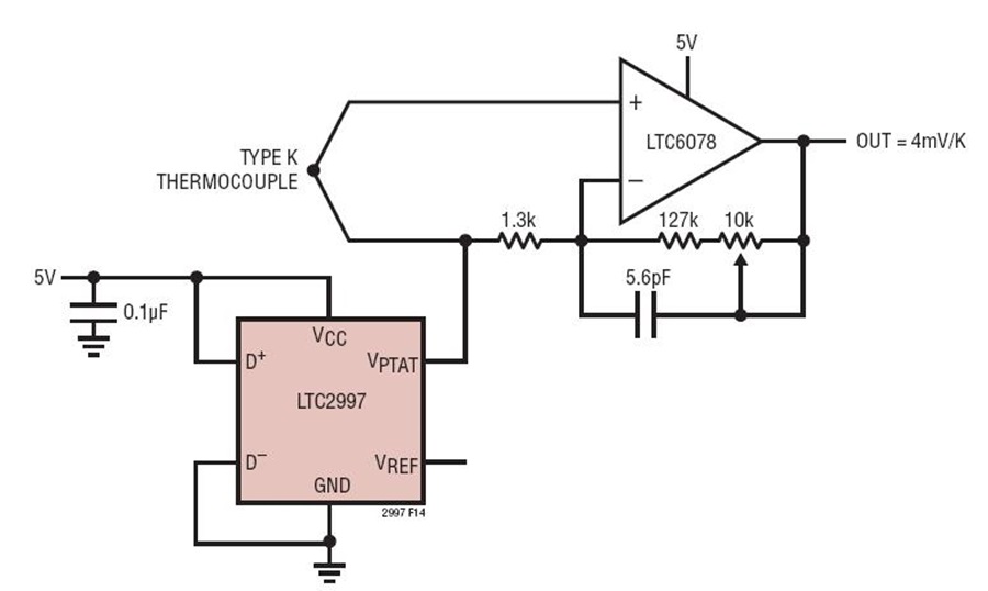 Thermocouple Thermometer with Cold Junction Compensation Circuit