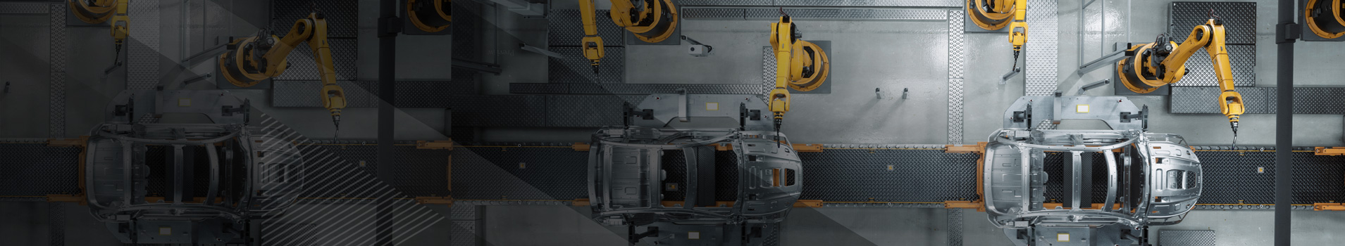 Auto manufacturing assembly line with robots