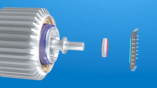 Microchip placed next to a motor shaft measures rotations.