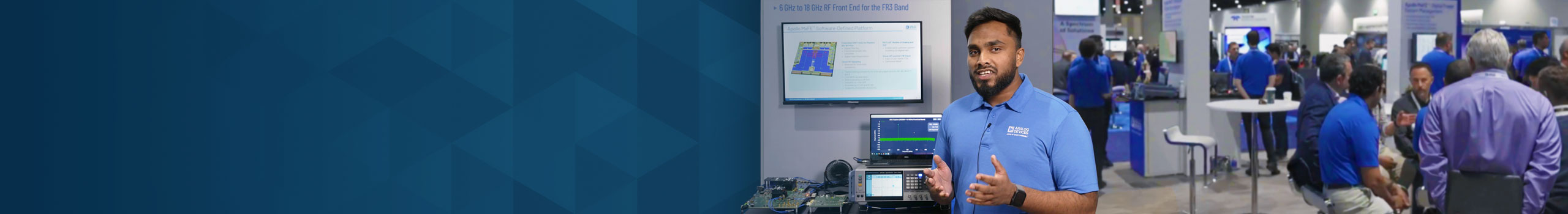 ADI embedded systems engineer Mosleh Uddin showcases the Apollo MxFE platform at IMS.