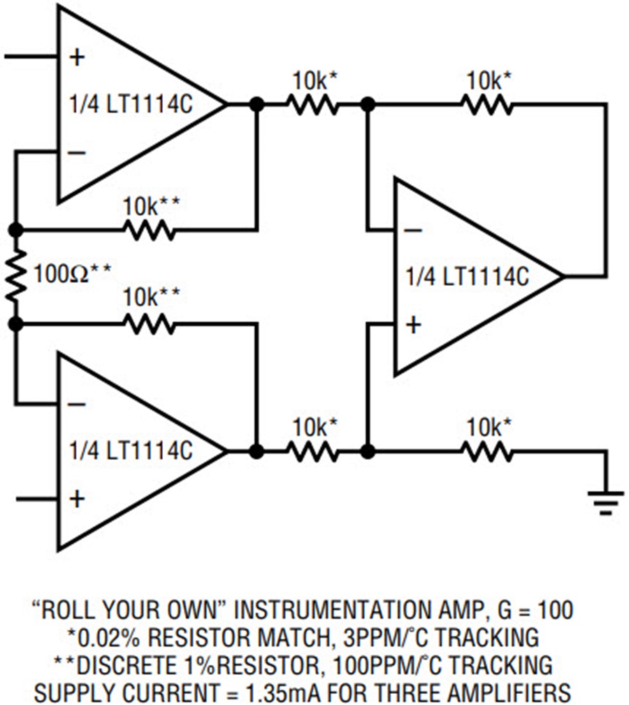 The LT1167 Precision, Low Cost, Low Power Instrumentation Amplifier