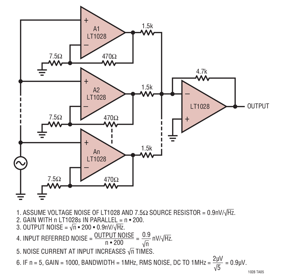 Paralleling Amplifiers Improves SignaltoNoise Performance Analog