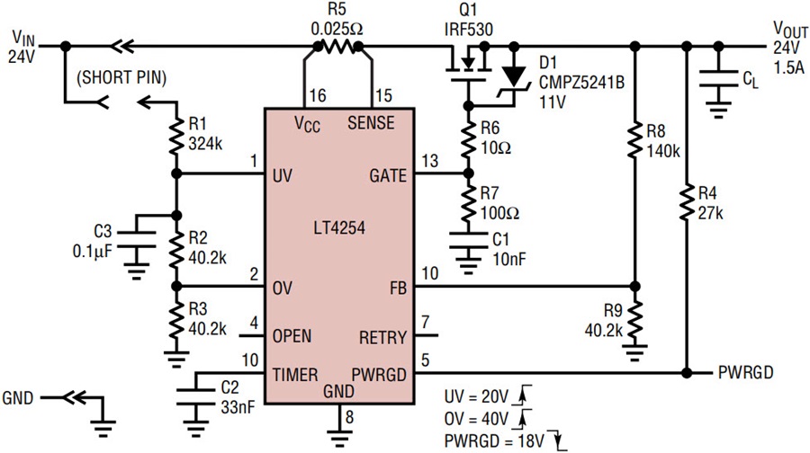 Versatile Hot Swap Controller with Open Circuit Detect, Foldback
