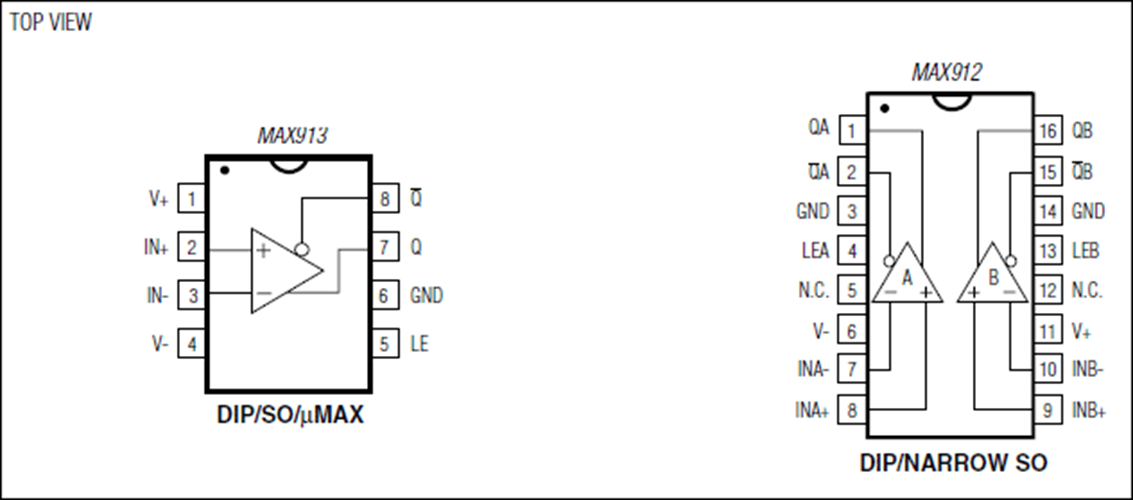 MAX913 Single/Dual, UltraFast, LowPower, Precision TTL Comparators