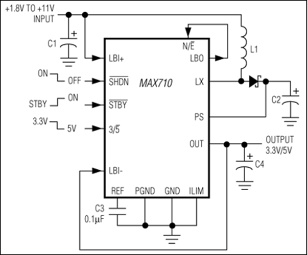MAX710 3.3V/5V or Adjustable, Step-Up Step-Down DC-DC Converters ...