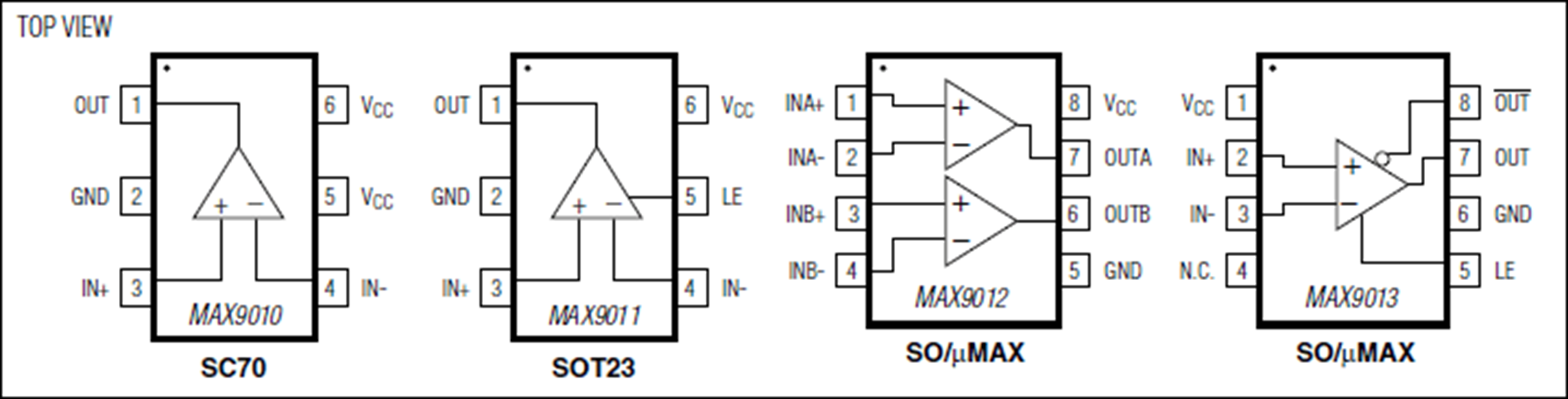 MAX9012 SC70, 5ns, LowPower, SingleSupply, Precision TTL Comparators
