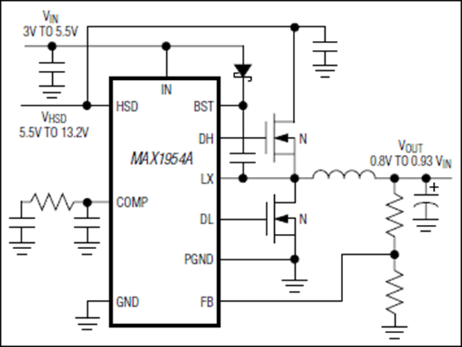 MAX1954A LowCost, CurrentMode PWM Buck Controller with Foldback