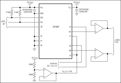 DS1881 Dual NV Audio Taper Digital Potentiometer | Analog Devices