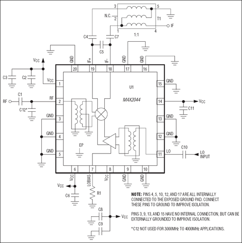 MAX2044 SiGe, High-Linearity, 2300MHz to 4000MHz Upconversion ...