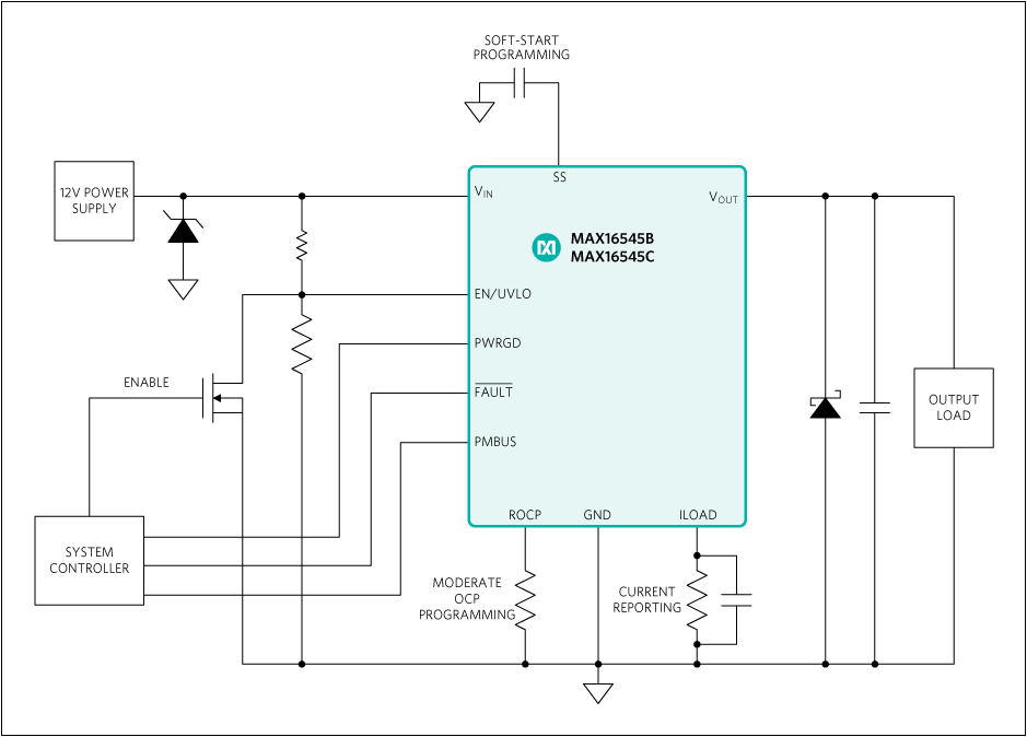 MAX16545B Integrated Protection IC on 12V Bus with an Integrated MOSFET