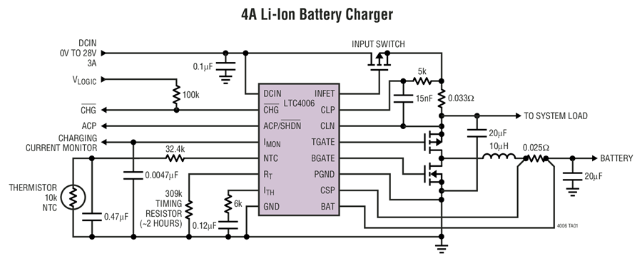LTC4006 4A Li-Ion Battery Charger Circuit Collection ... 9v battery series wiring diagram 