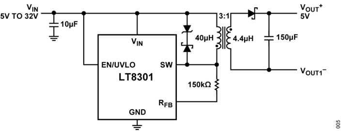 Figure 5. Simplified LT8301 Flyback Converter Circuit