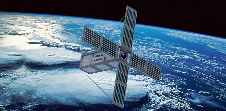 SPACE HAUC, UMass Lowell's student-designed-and-built nanosatellite, orbiting Earth.