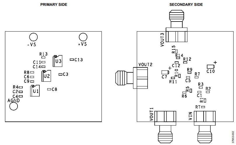 Figure 2. Active Filter Evaluation Board Assembly Drawing.