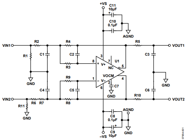 Figure 1. Active Filter Evaluation Board Schematic.