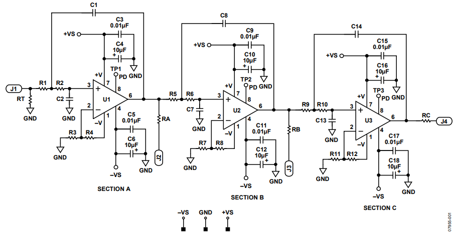 Figure 1. Active Filter Evaluation Board Schematic.