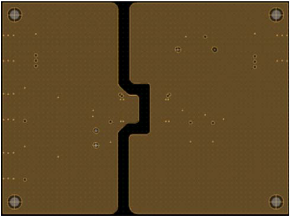 Figure 21. Gap Board Layout of ADuM1xxx with 4 mm Gap Showing GND Layer 2.