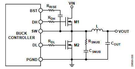 Figure 6. Snubber and Gate Resistance Circuit.